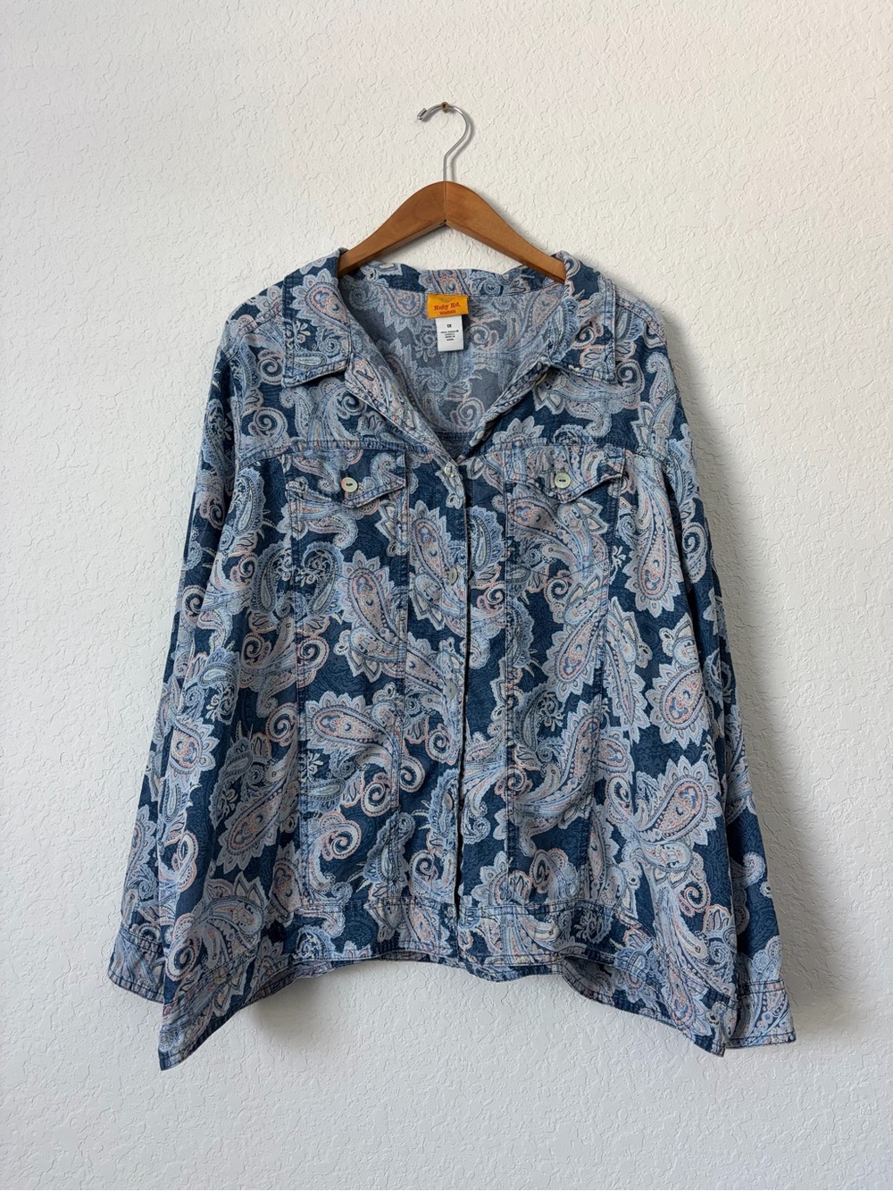 Ruby Rd Paisley Print Button-Front Jacket - Blue